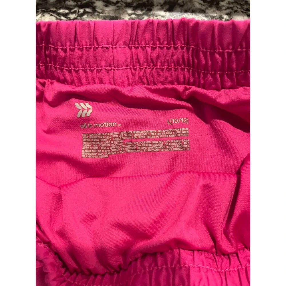 All in Motion Run Shorts‎ Girls L (10/12) Pink Perfect Fit Dolphin Hem Workout